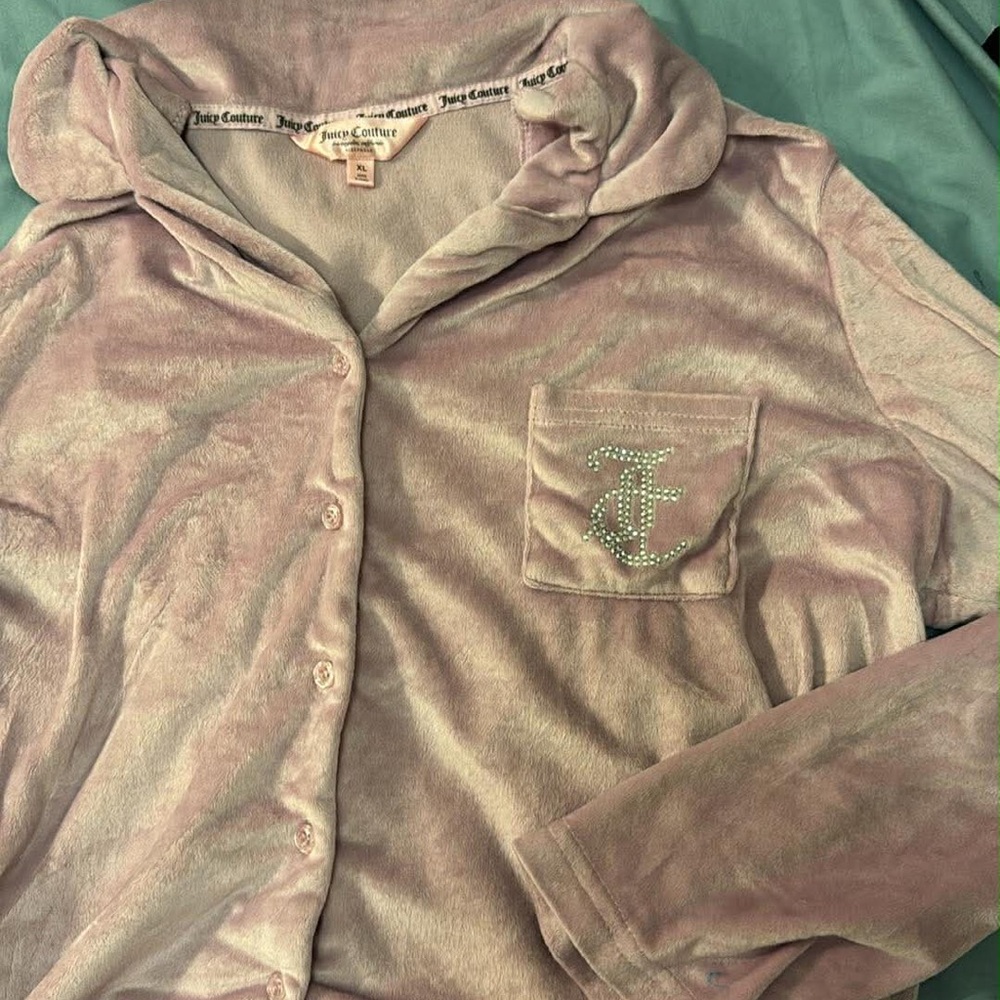 Juicy Couture Lavender Velour Button-Up